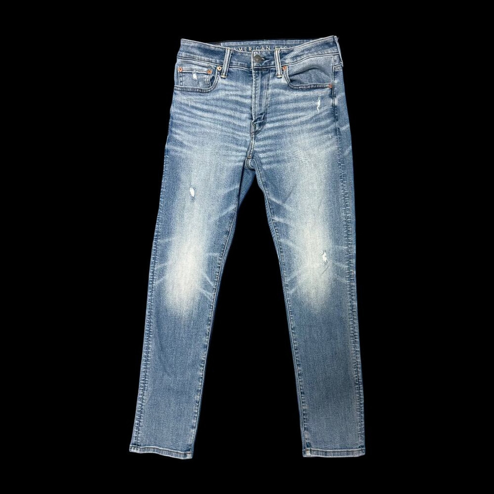 American Eagle AirFlex 360 Athletic Skinny Jeans 31x30 | Light Wash Distressed